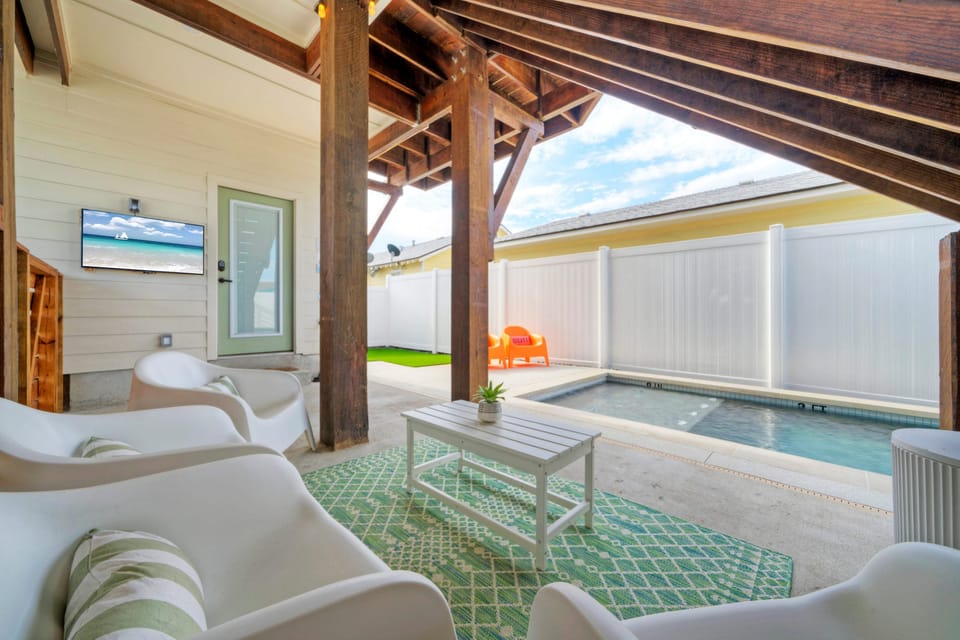 Comfortable outdoor seating near the pool.