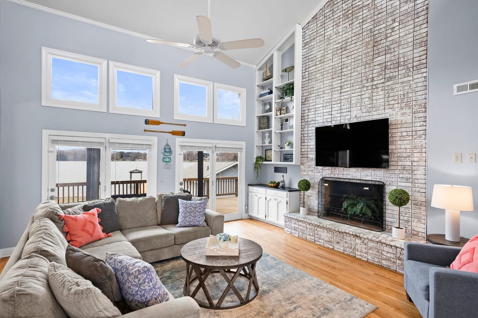 Large, cozy sectional perfect for watching a game or a movie.