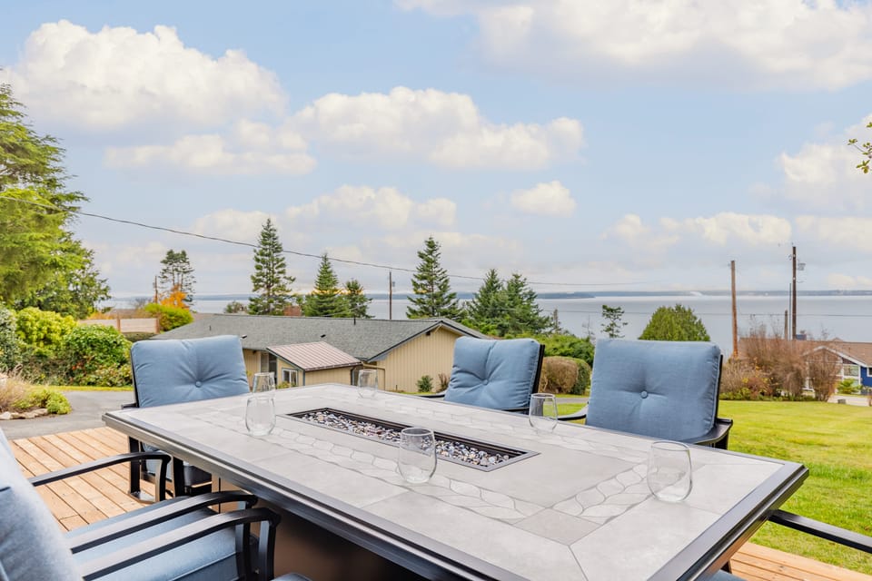 Ocean views from the patio and firepit table.