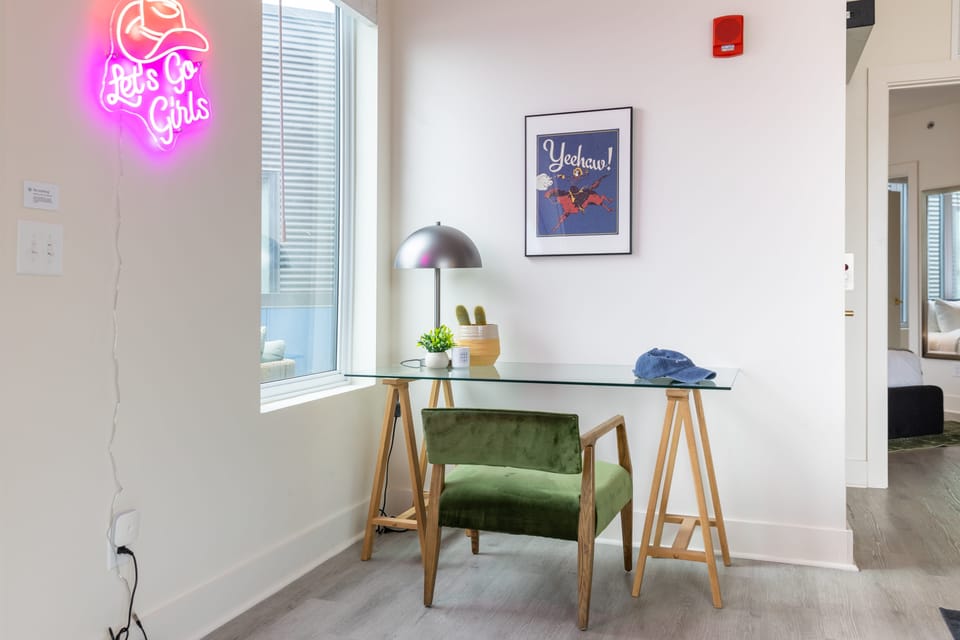 Chic dedicated workspace in the secondary lounge area.