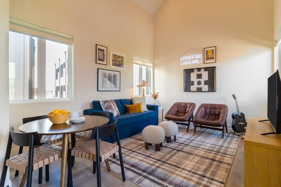 Stylish living and dining area.