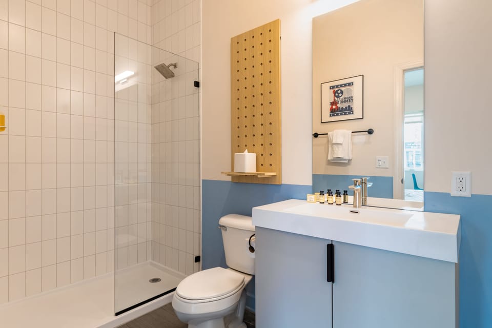 Full bathroom with a shower.