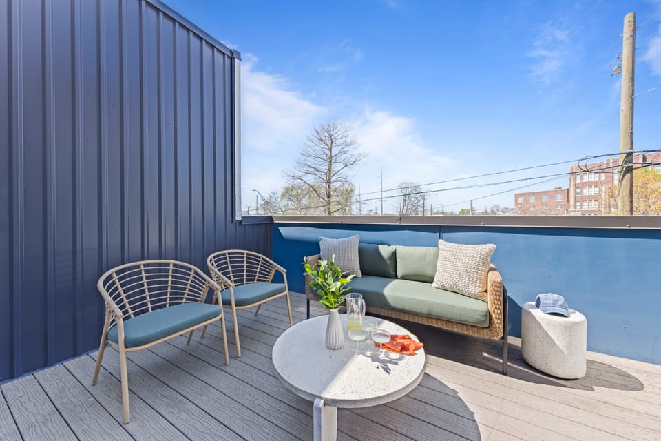 Lounge seating on the balcony.