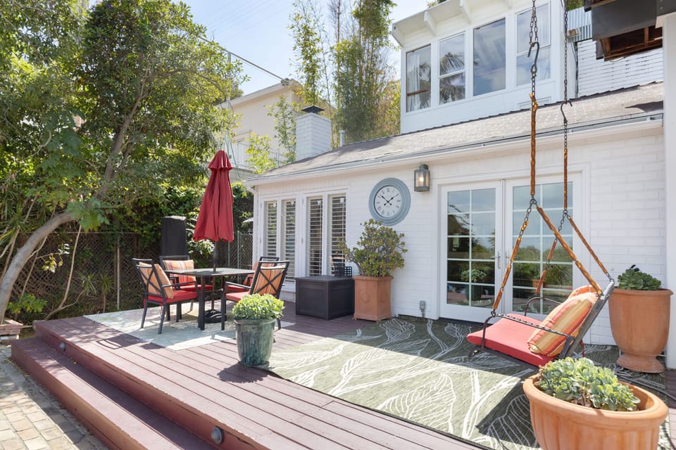 Sun-drenched deck.