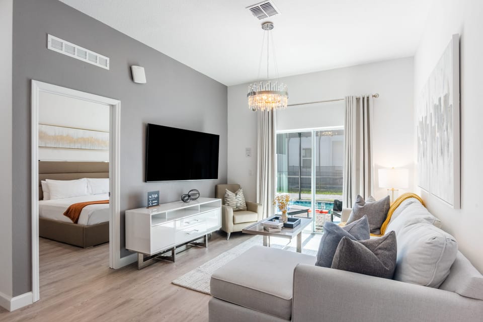 Unwind in the spacious living room with a movie on the flatscreen TV.