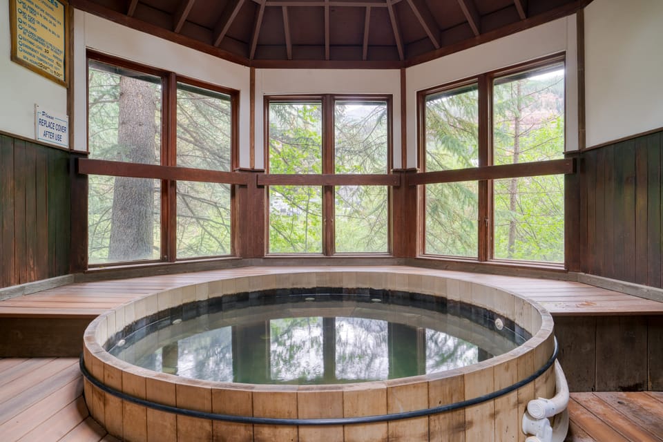 Beautiful community indoor hot tub.