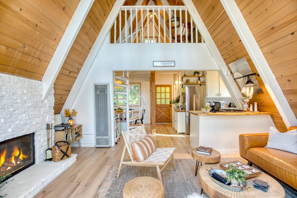 Open layout with an upper loft.