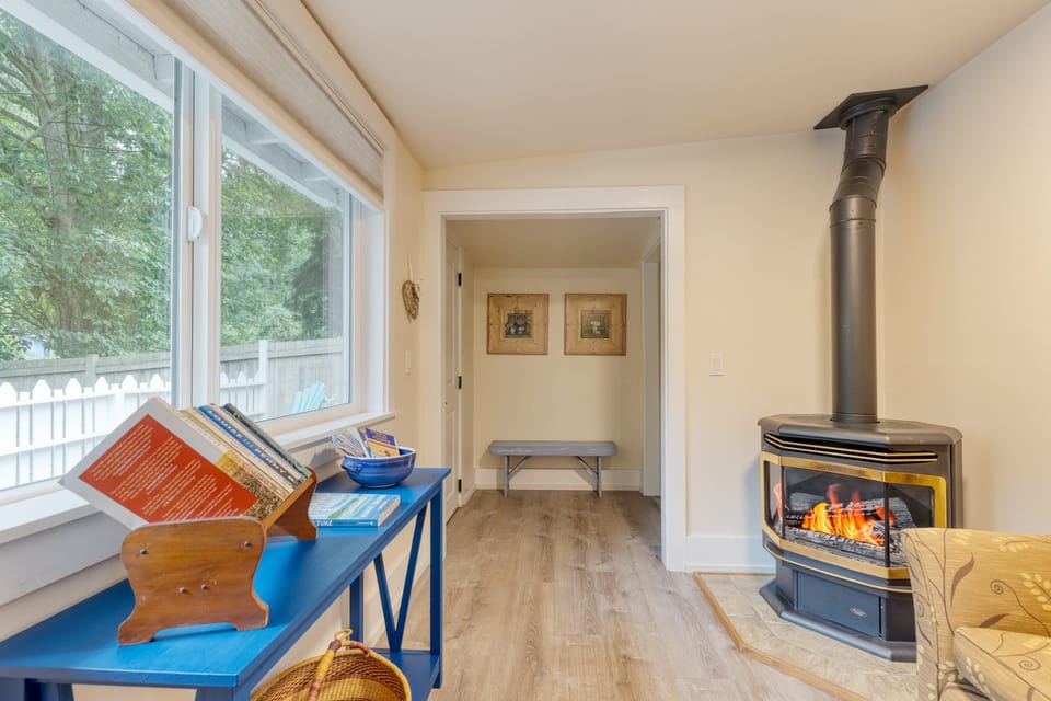 Cozy up by the fire.