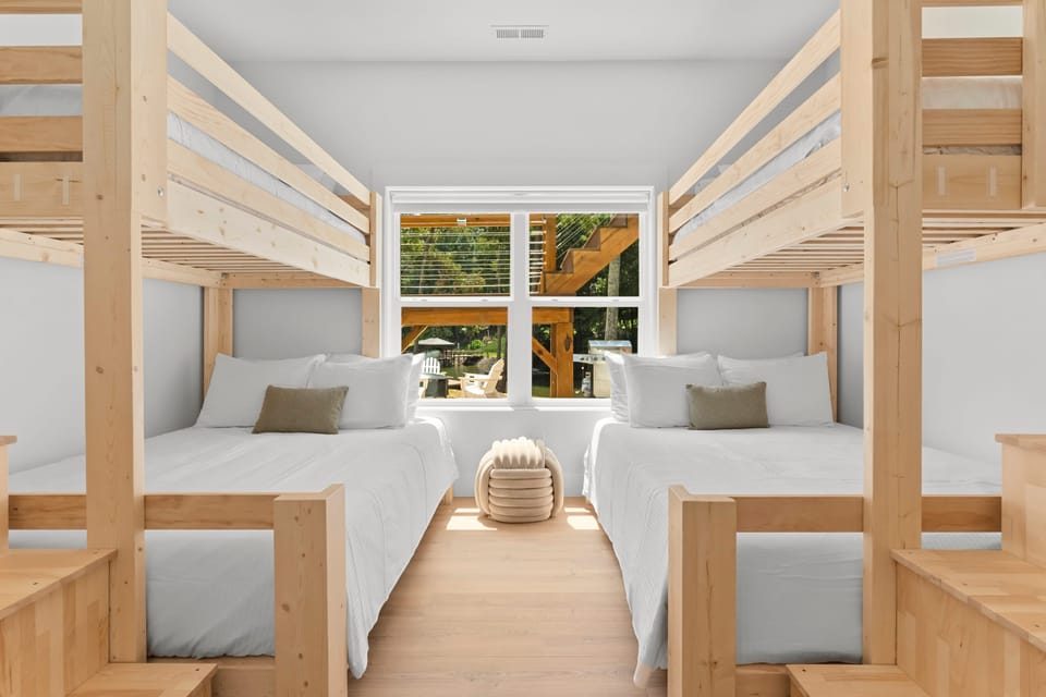 Bunk room with 2 Twin XL over queen bunks!