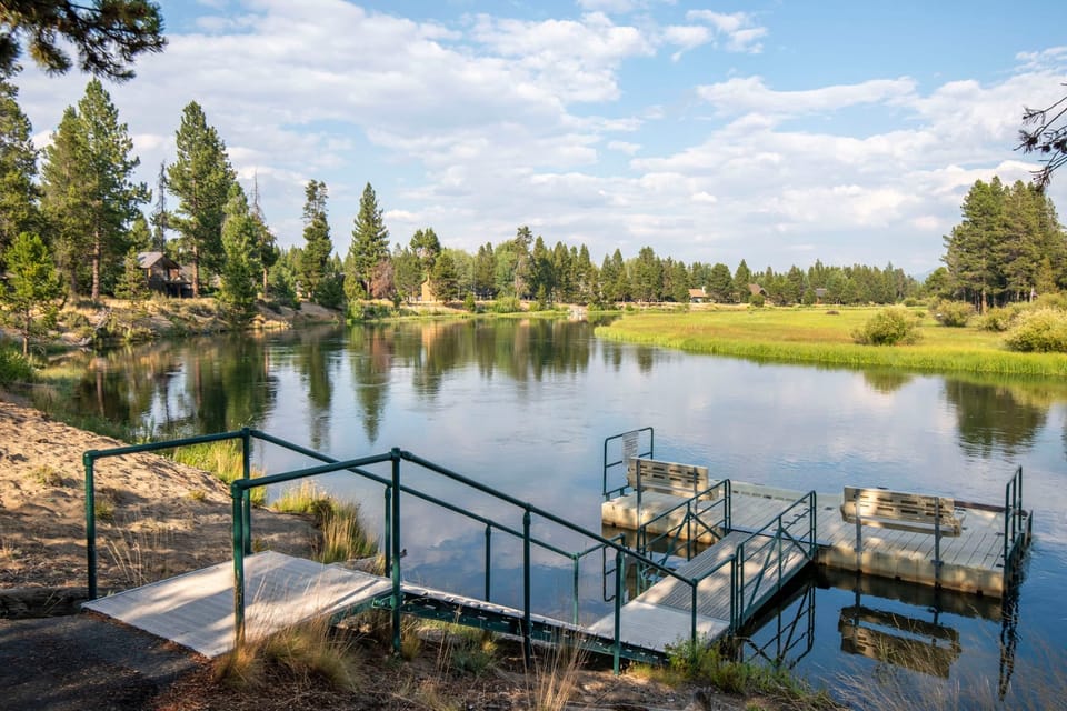 Dock for river access just steps away.