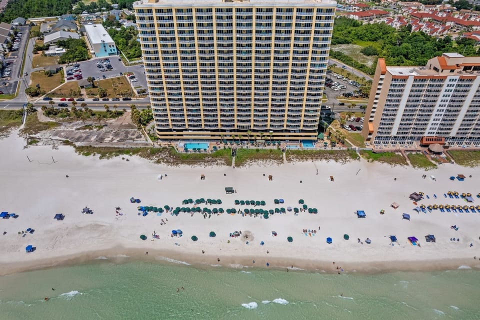 Overlooking beach view.
