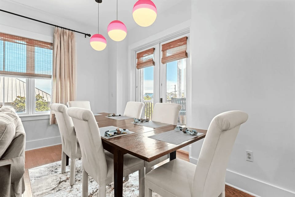 Dining table for six.