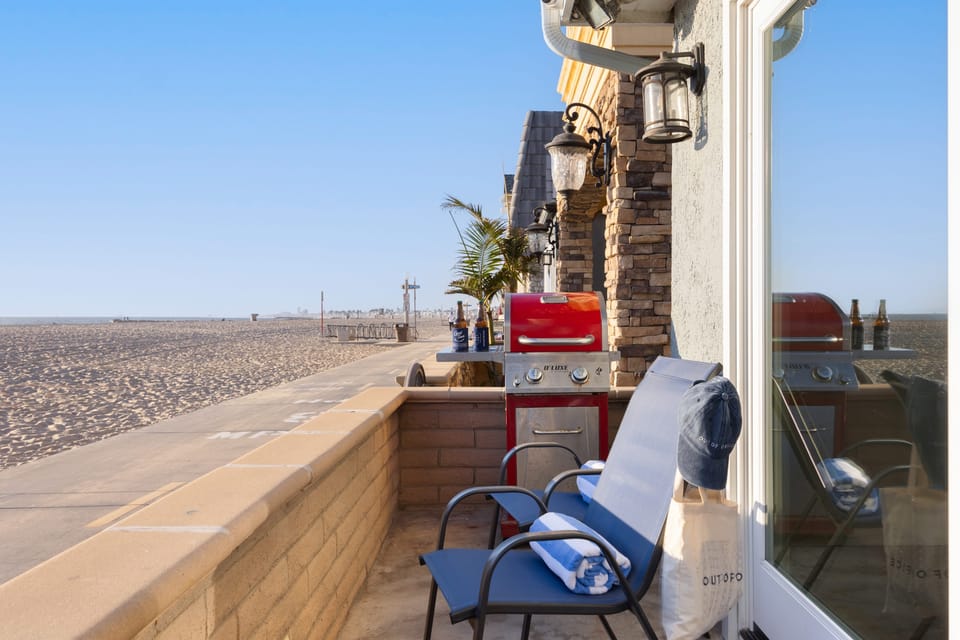 Private patio right by the shore.