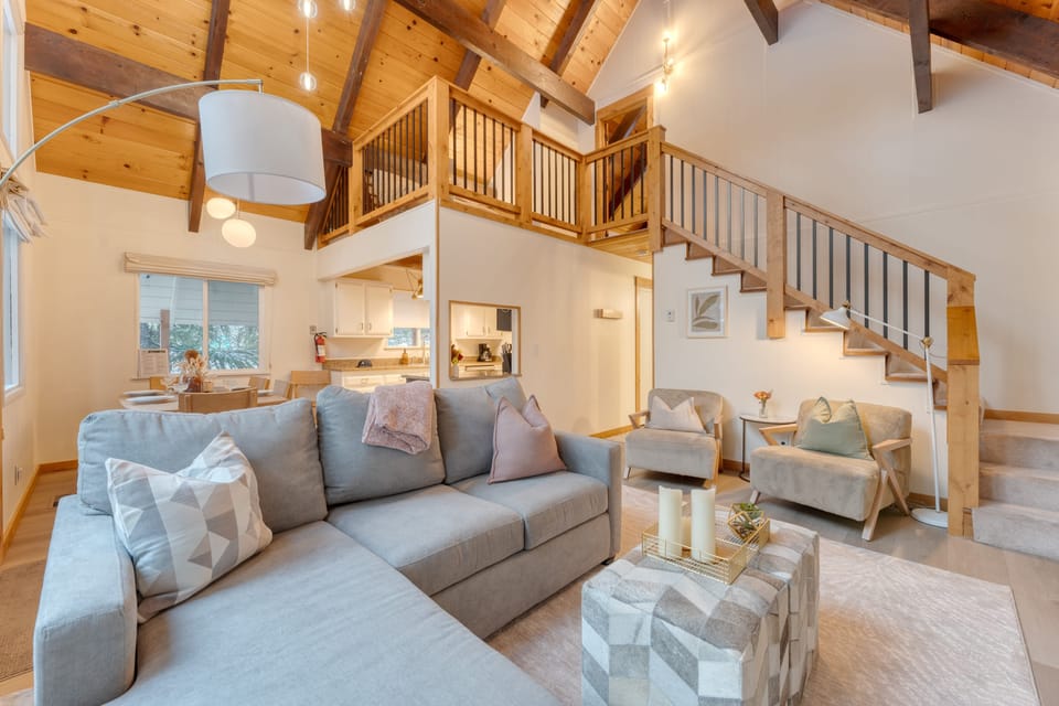 Lofted design with vaulted ceilings.