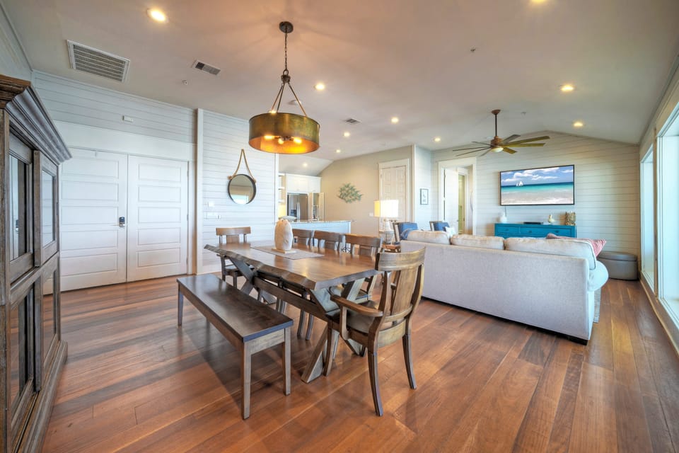 Spacious dining table.