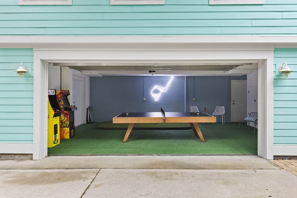 Unleash your inner gamer in the garage, equipped with a ping pong table and arcade games.