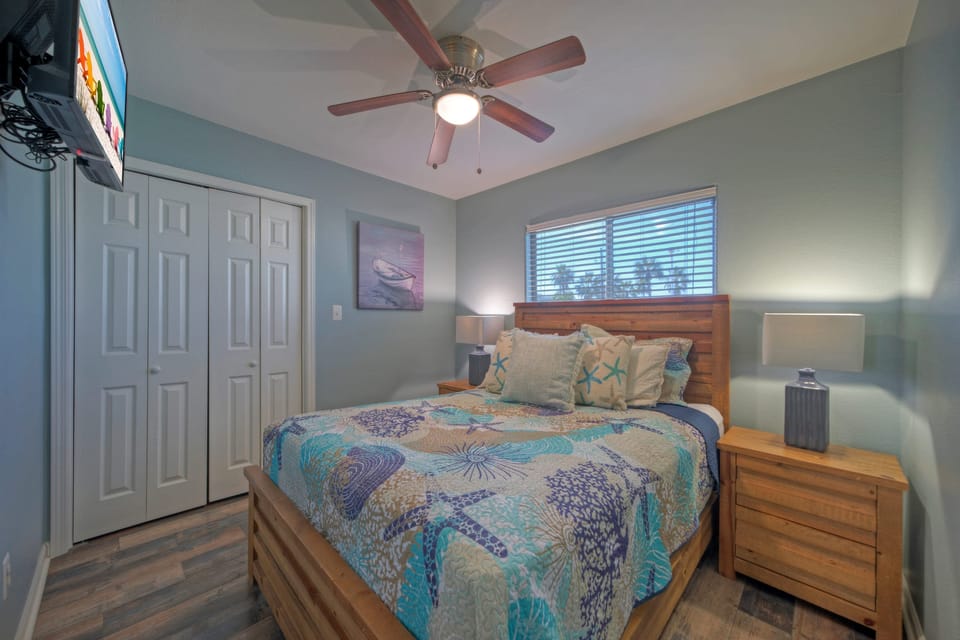 The primary bedroom features a queen bed and ensuite bathroom.