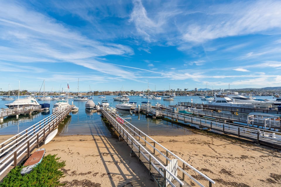 Step right onto the sandy path to the docks.