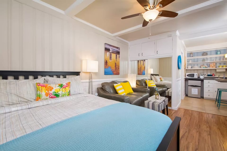 Unwind in the cozy studio with a queen-sized bed.