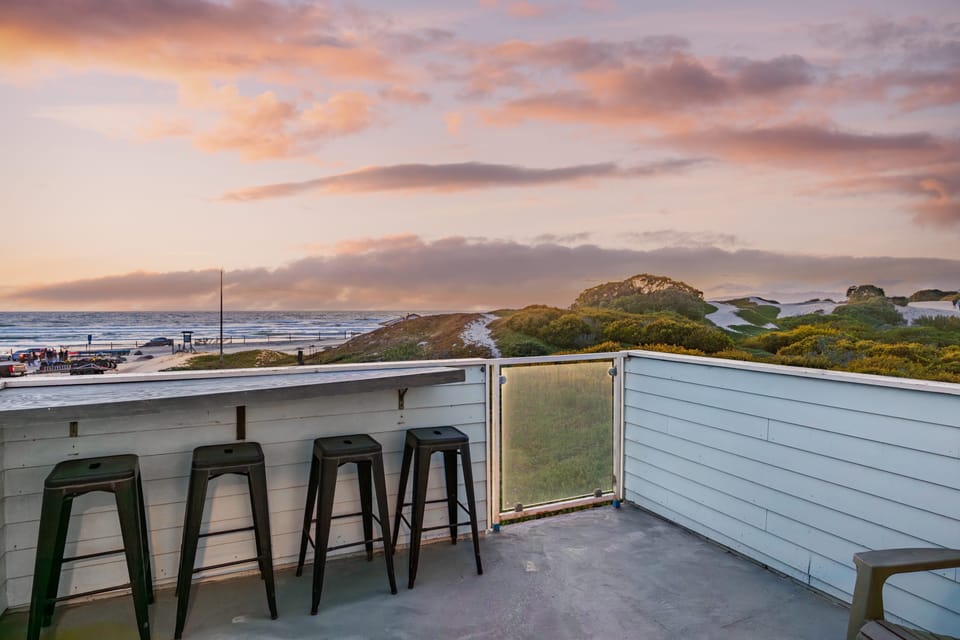 Enjoy ocean views from the balcony.