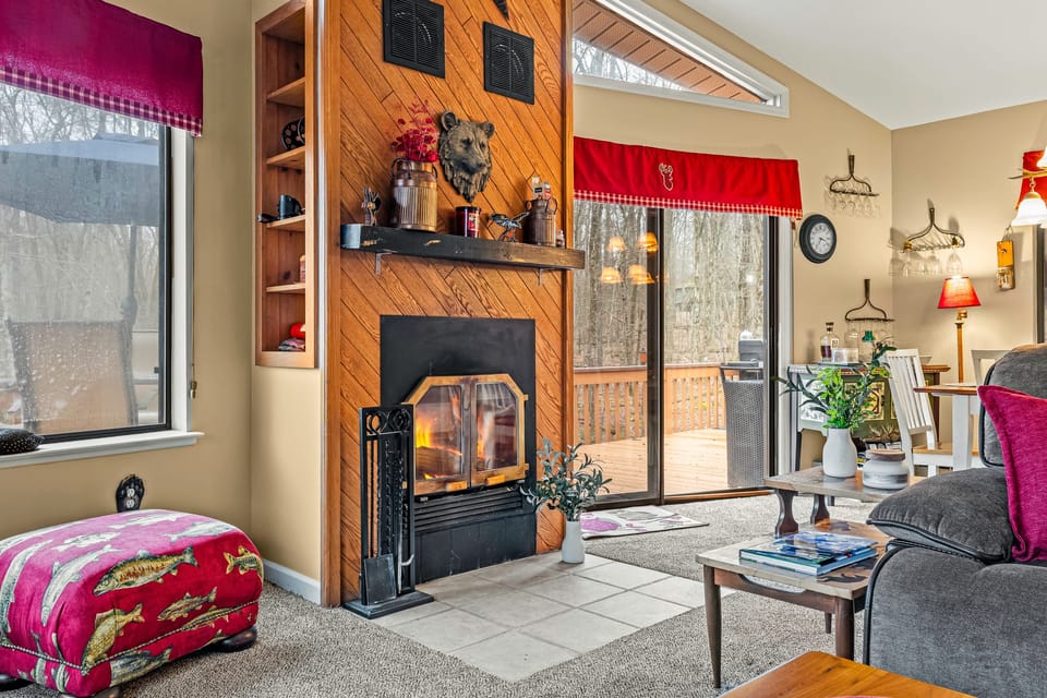 Cozy fireplace.