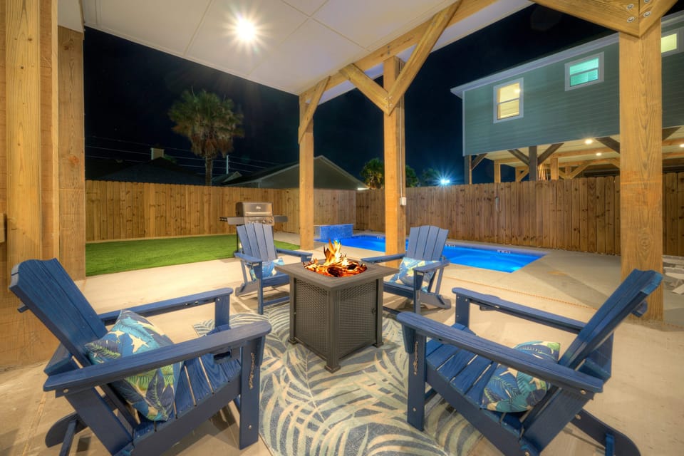 Gather around the fire pit.