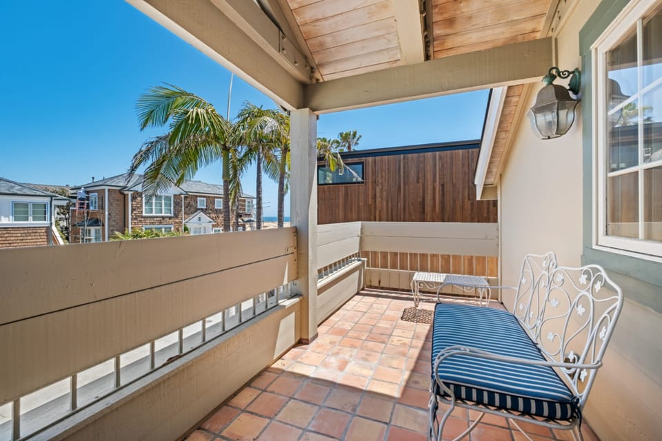 Balcony with seating.