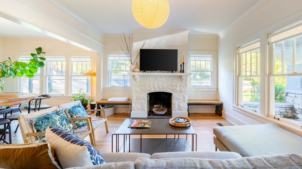 Open concept living room with natural light.