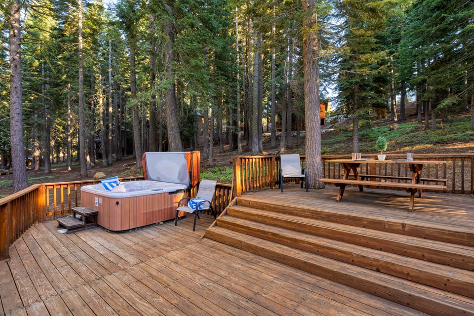Unwind in the hot tub or enjoy outdoor meals together.