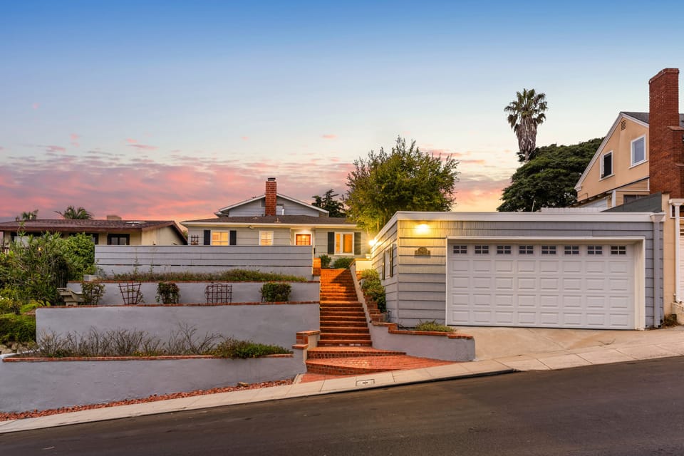 Front exterior of the home and garage.