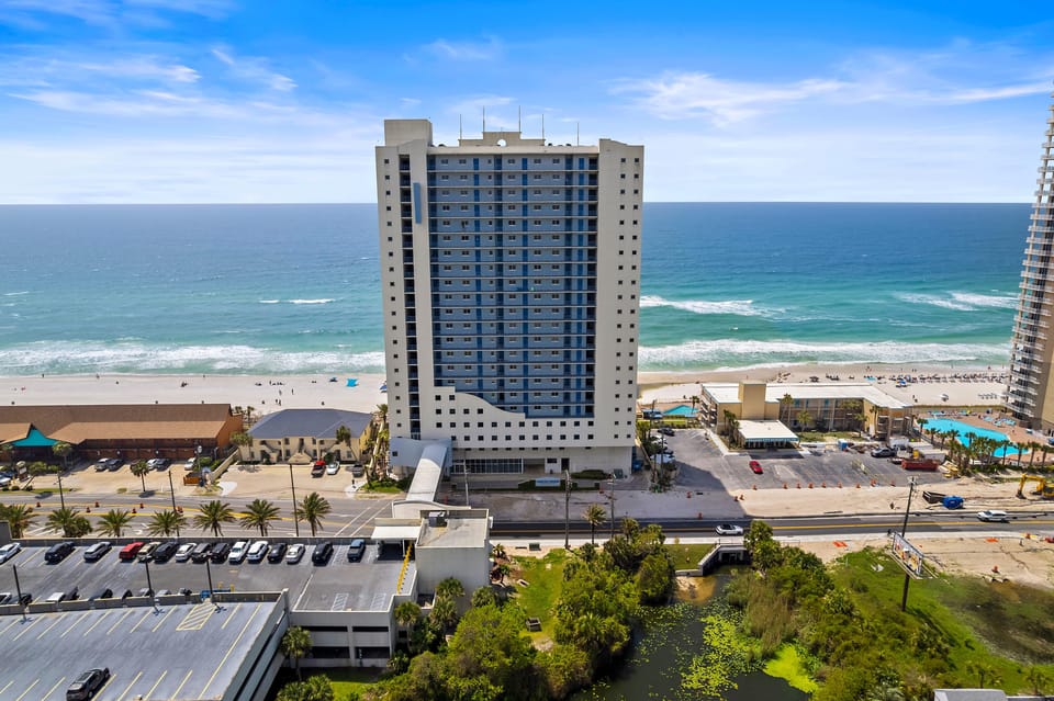 Aerial view of beachfront getaway!