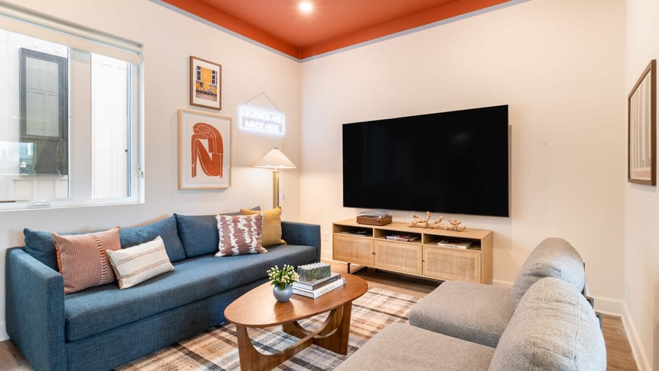 Sleep sofa in the living room for additional space.