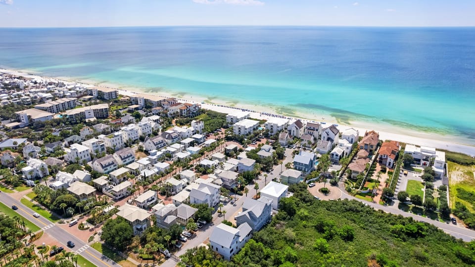 Overhead view of the coastal community.