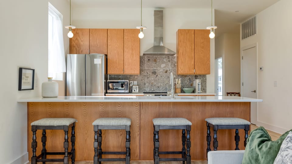 Enjoy casual dining at the kitchen counter with barstool seating.