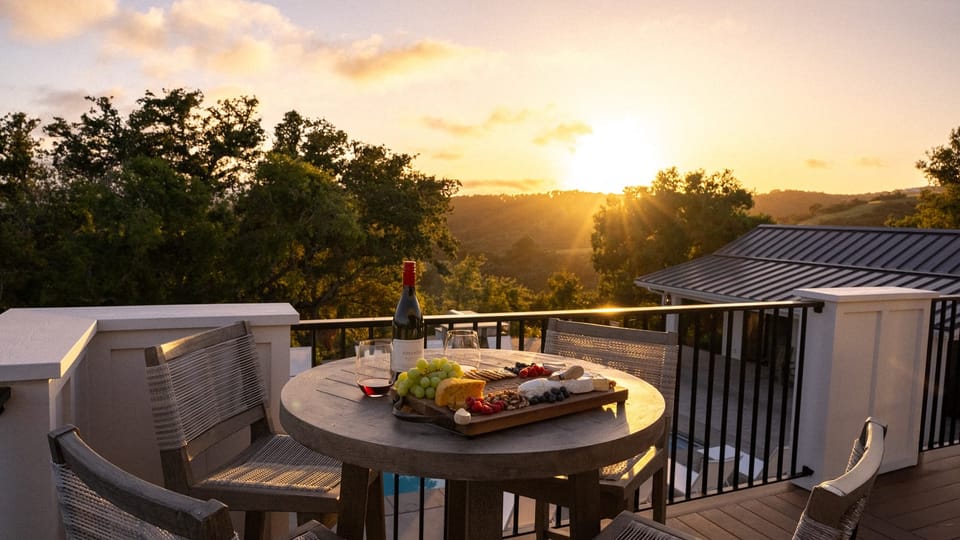 Enjoy a golden hour dinner on your private balcony.