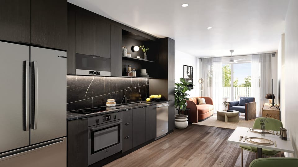 Deluxe 1 Bedroom Suite with Balcony: Kitchen stocked with essentials