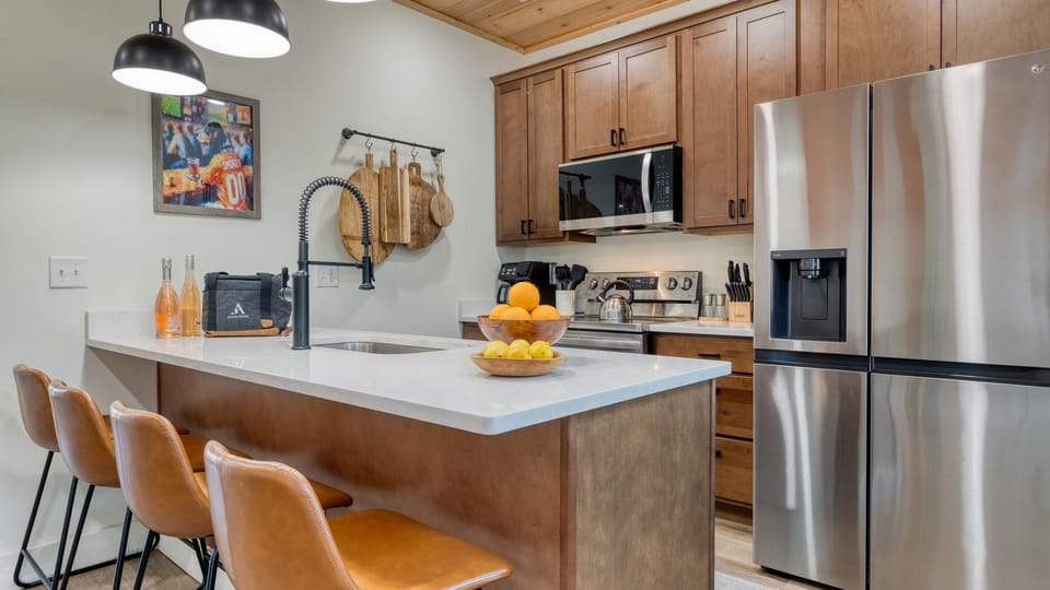 Kitchen stocked with essentials.