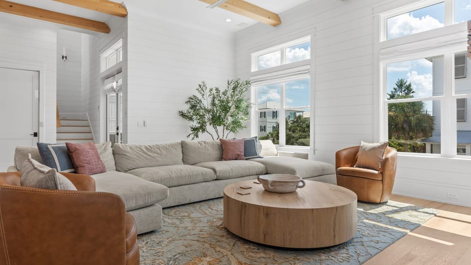 Sectional couch in the living room.