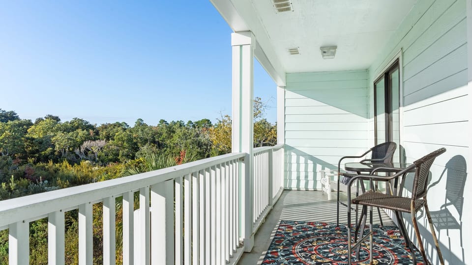 Sundrenched balcony.