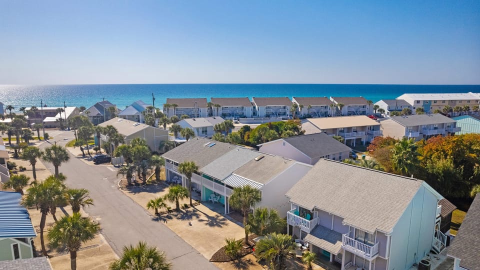 Aerial view of the coastal community.