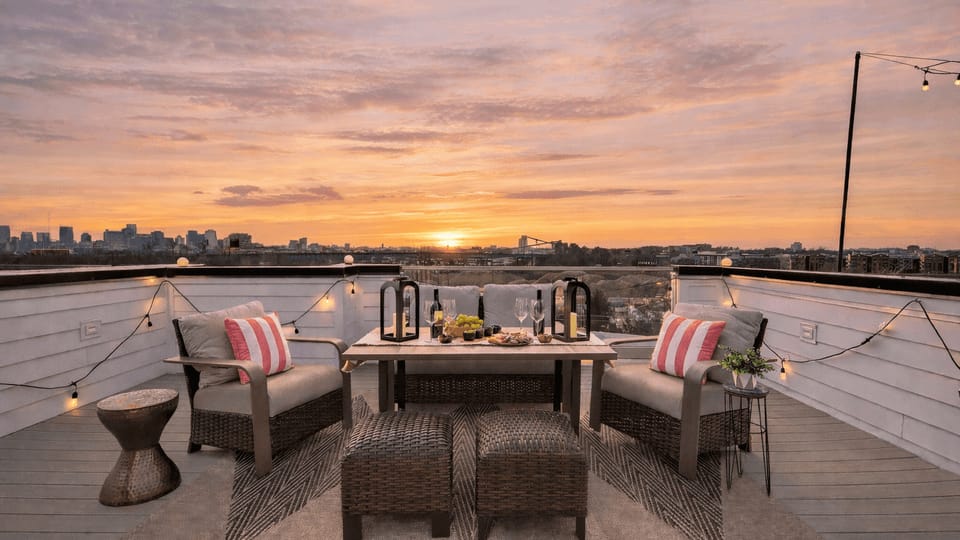 Rooftop dining with skyline views—perfect for sunset bites and city nights.