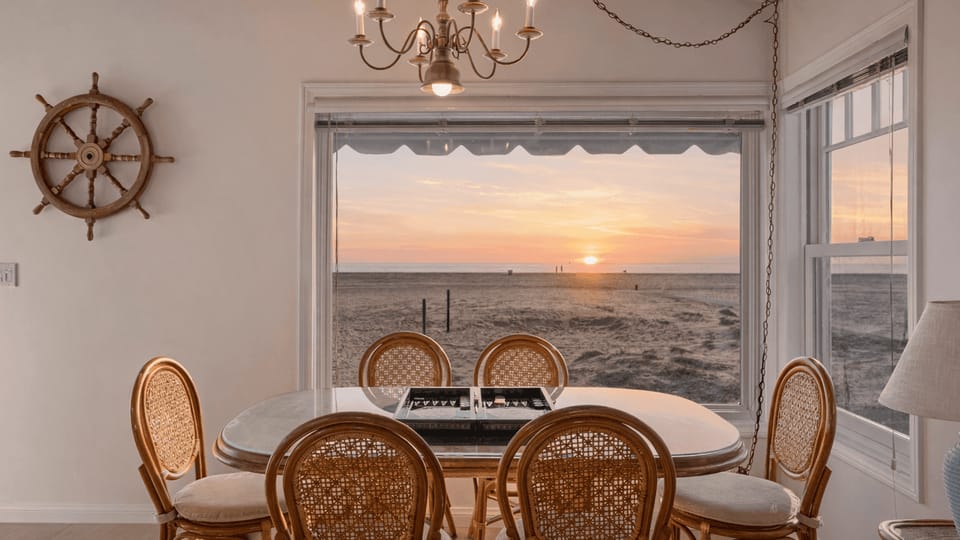 Enjoy endless ocean views from the first-floor dining area.
