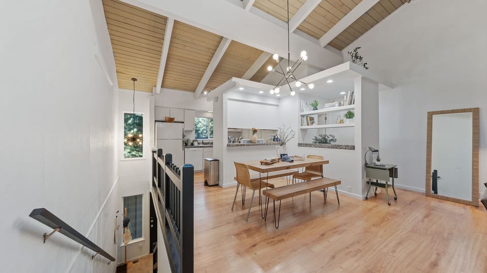 Open-concept dining and kitchen.