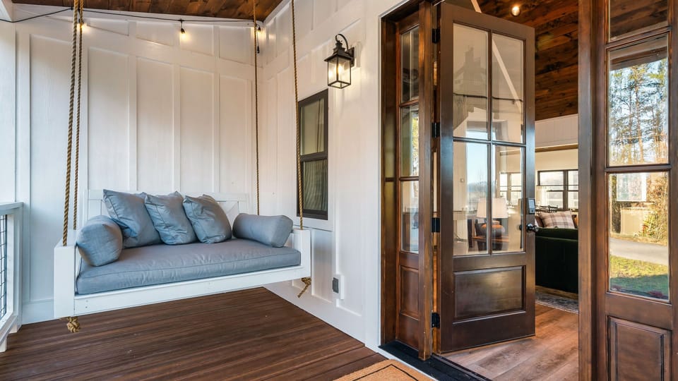 Swing your cares away on the deck's swing chair.