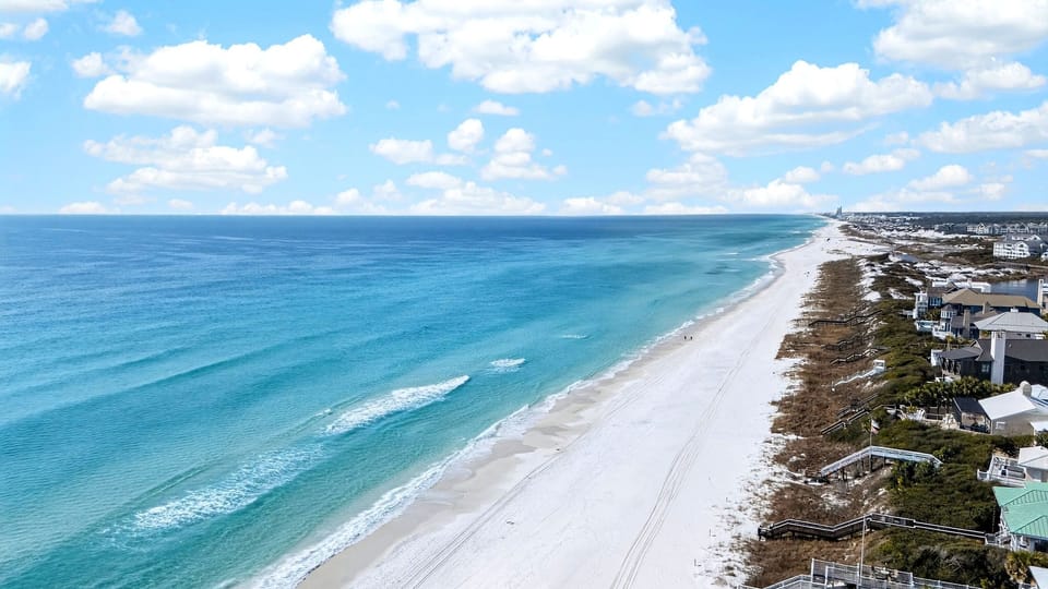 Aerial view of the coastal neighborhood.