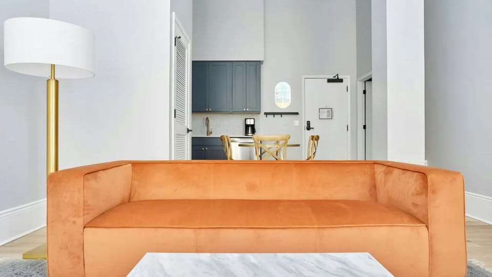 Plush seating in the living room.
