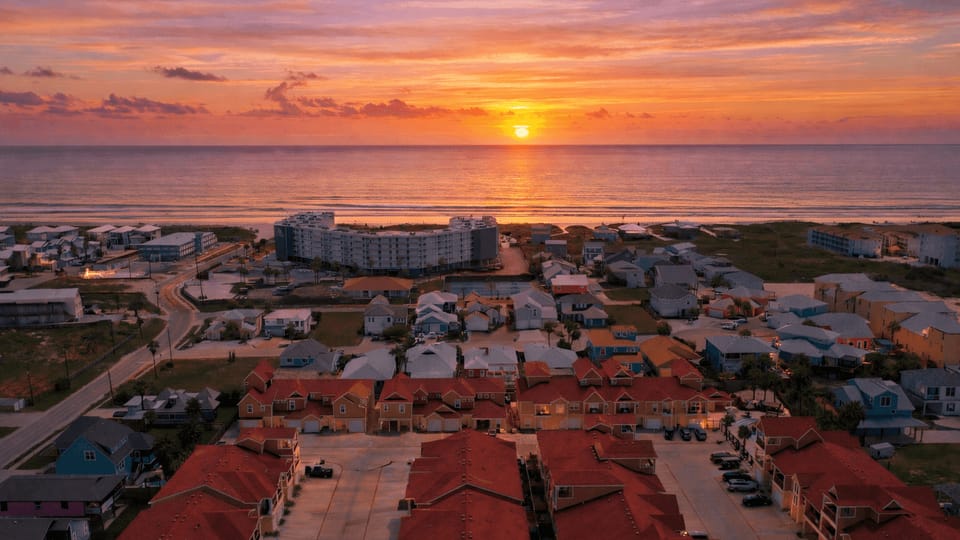 Aerial view of the coastal community.