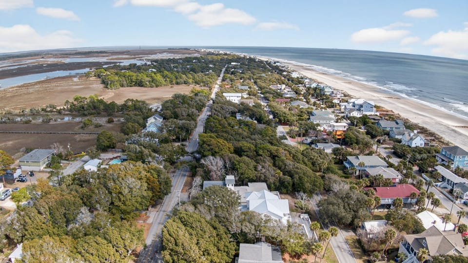 Aerial view of the coastal neighborhood.