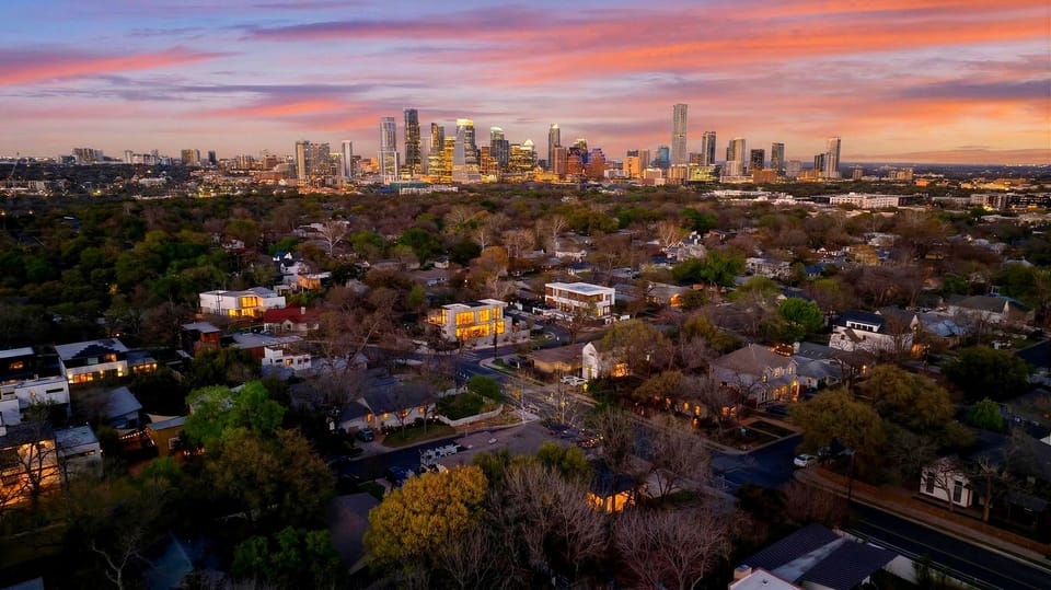 Aerial neighborhood view.