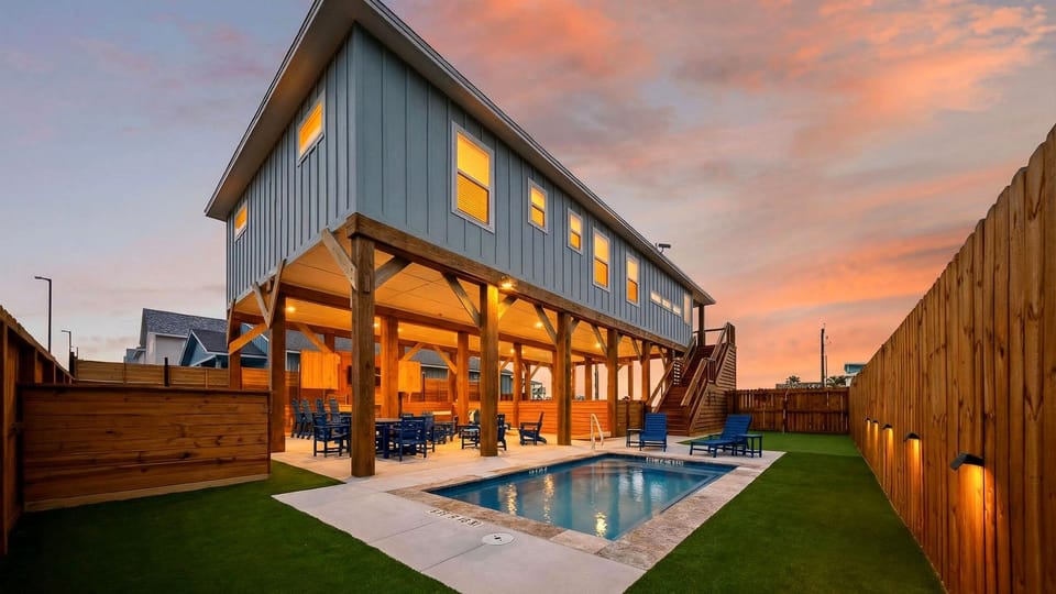 Private backyard pool, covered hangout space, and plenty of room to unwind after the beach. (Yahwaves)